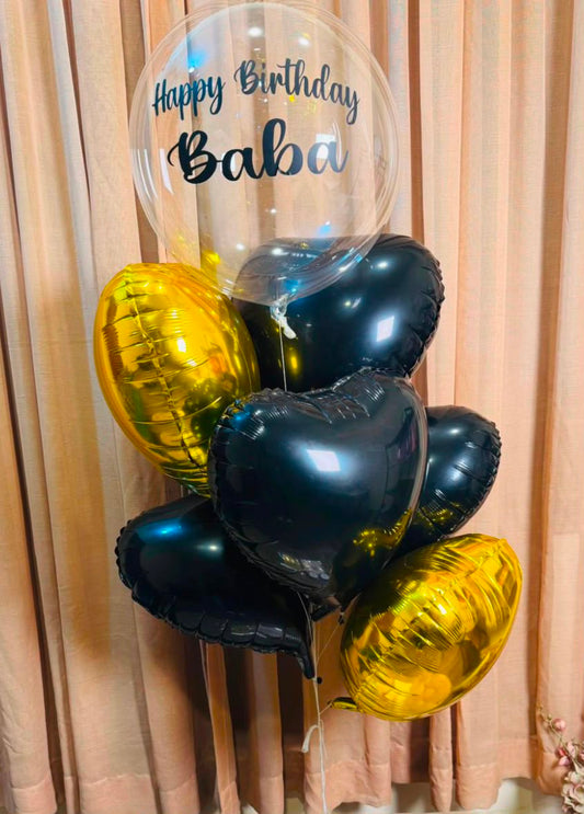 Black & Gold Helium Balloon Bunch