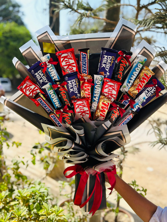 Chocolate Heaven Bouquet with KitKat, Dairy Milk, Snickers, Mars and Bounty chocolates