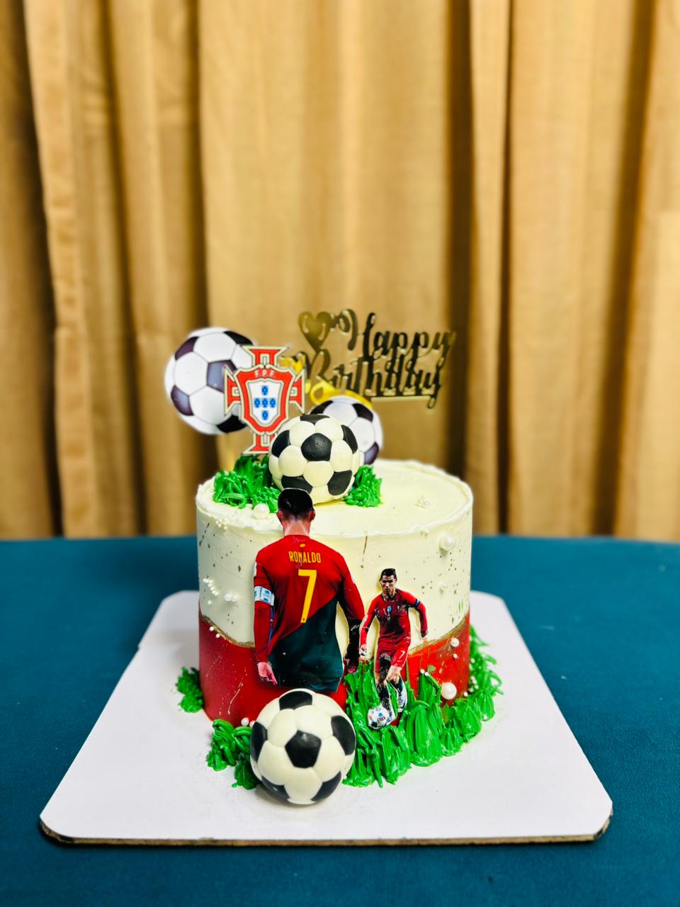 Football theme Ronaldo birthday cake in Karachi 