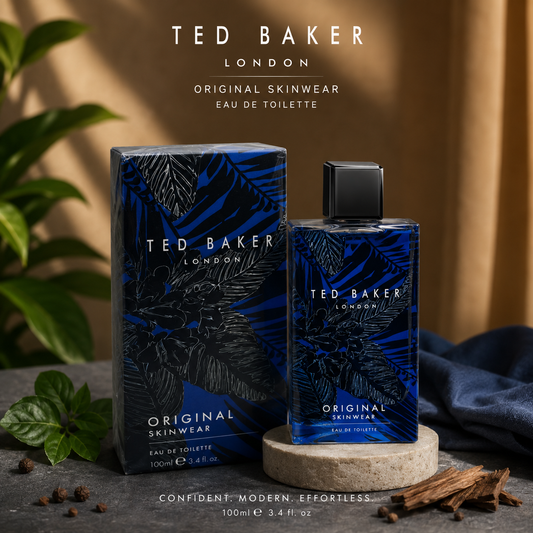 Ted Baker London Original Skinwear Eau de Toilette 100ml - Blue tropical leaf bottle with box
