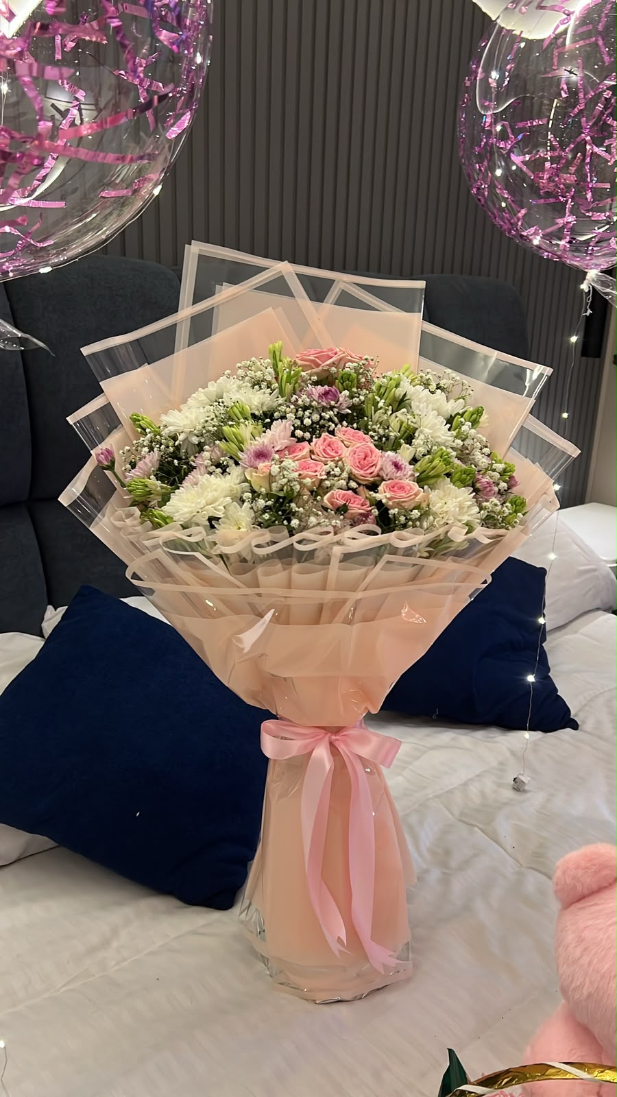 Luxury Welcome Baby Room Decoration with Balloons, Flowers, Teddy and LED Lights in Islamabad by Giftogram By Samana
