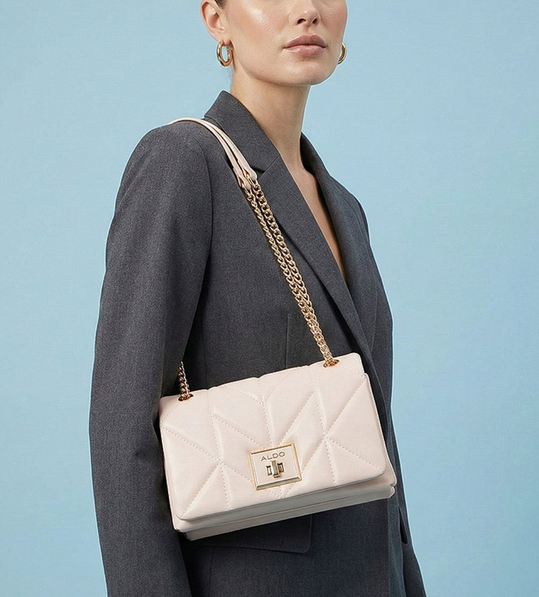 ALDO White Quilted Shoulder Bag